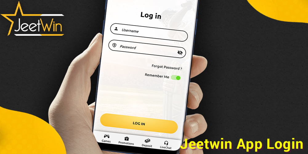 Instructions on how to log in to your JeetWin mobile app account