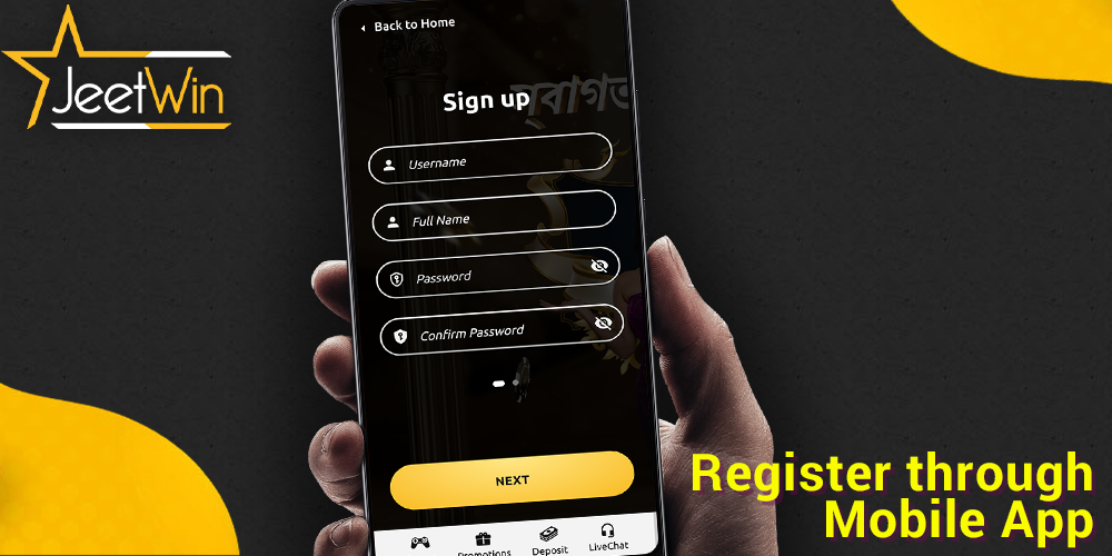 step-by-step instructions on how to register via Jeetwin Mobile App