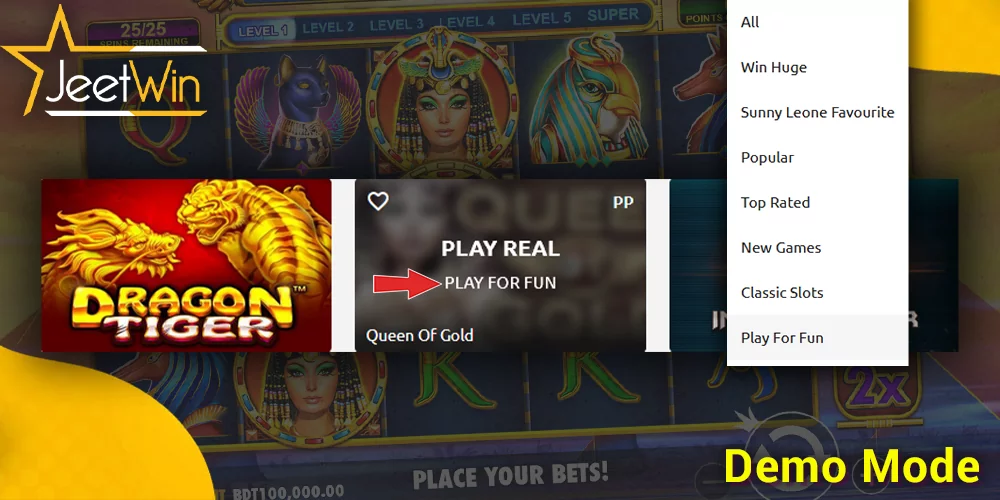 Play slots for fun at JeetWin