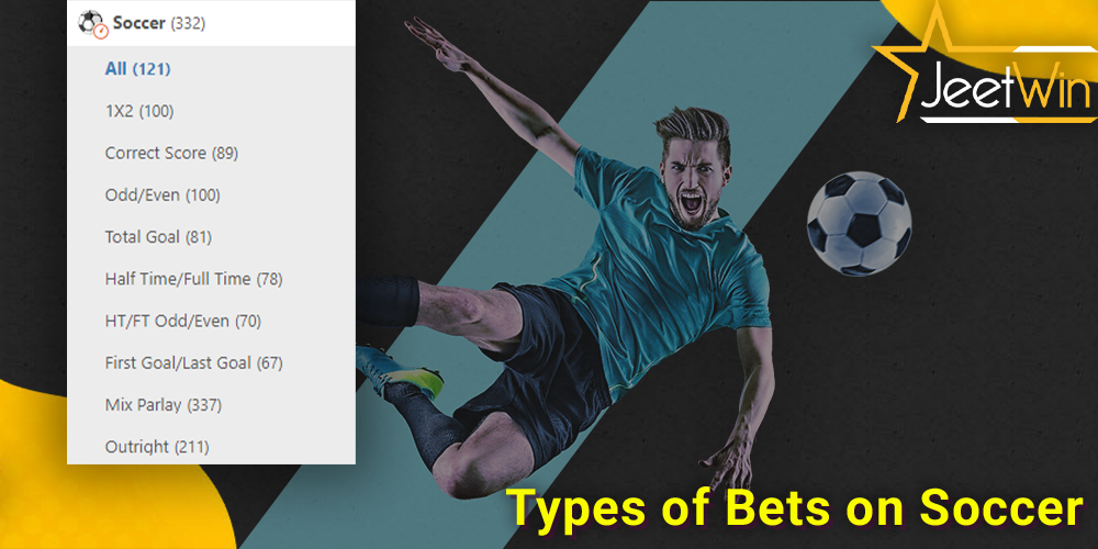 different types of bets on soccer at JeetWin