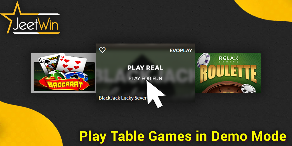 Play JeetWin Table Games in Demo mode
