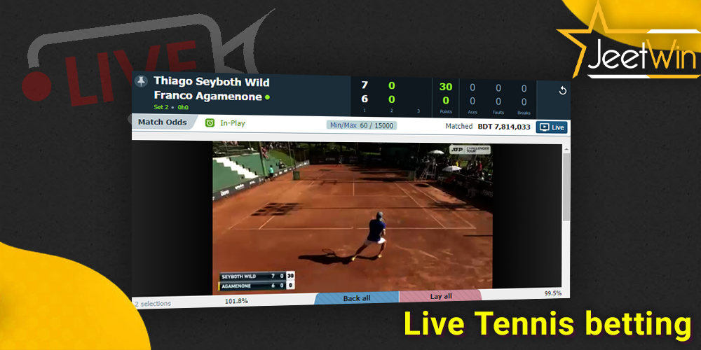 Live Tennis betting at JeetWin BD