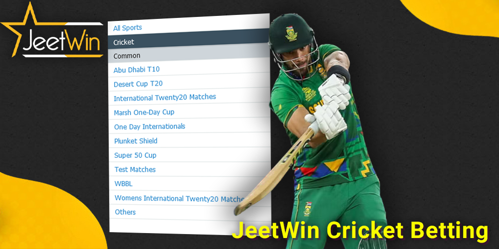 Jeetwin Cricket Betting - different tournaments