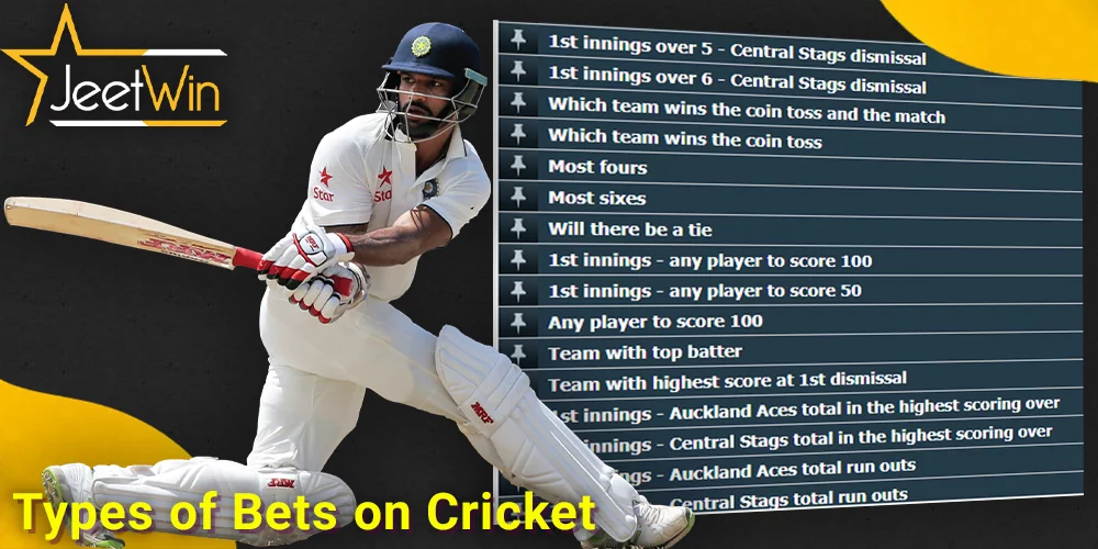 different types of bets on Cricket at JeetWin