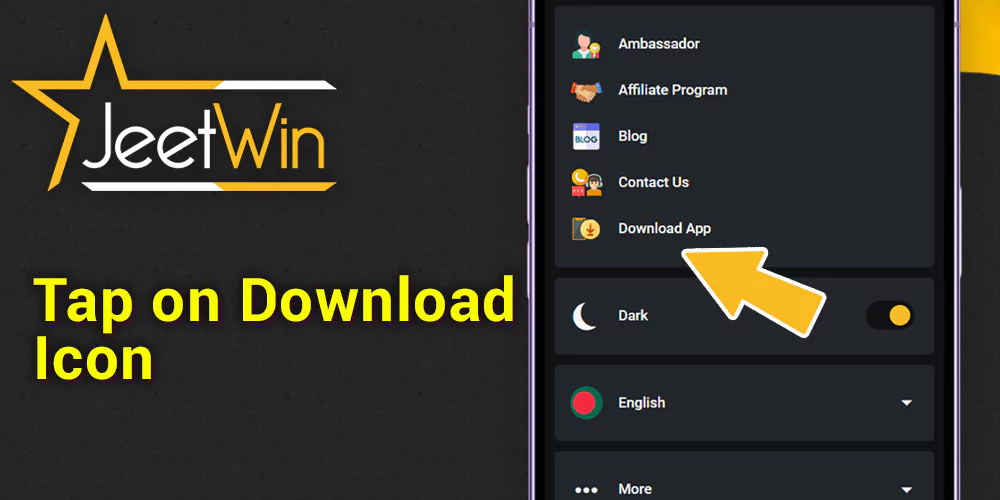Tap on download icon in JeetWin side menu